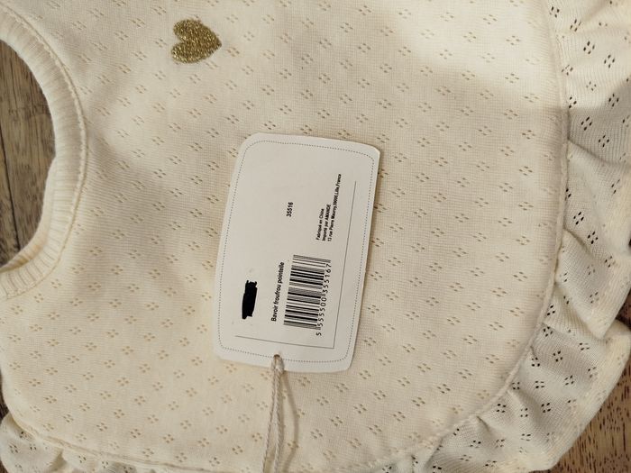 Bavoir froufrou crème pointelle Amande NEUF - photo numéro 4