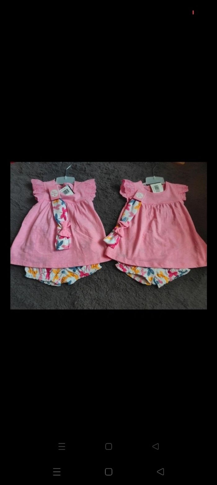 2 ensemble shorts t-shirts bandeaux assorties 12 mois neuf