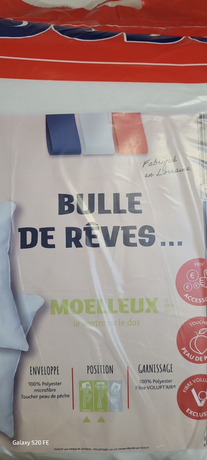 lot de 2 Oreillers Dodo 50×70 cm neuf - photo numéro 3