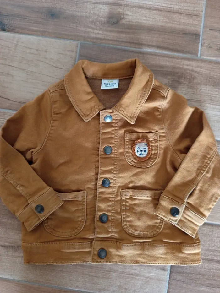 Veste en jean camel brodée lion , Tape a l'oeil, 18 mois - photo numéro 4
