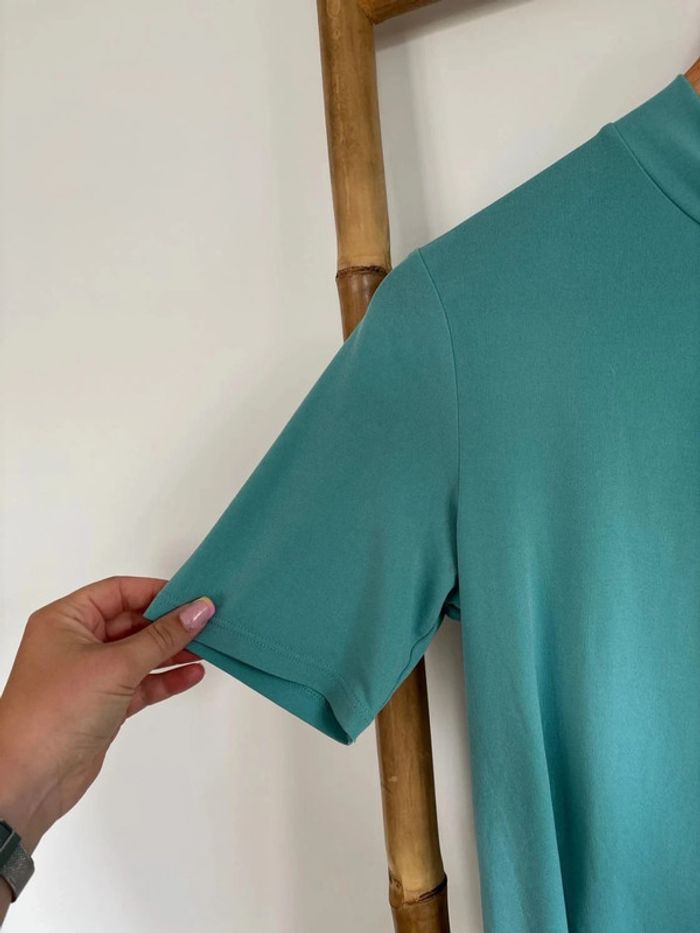 t shirt habillé bleu turquoise - photo numéro 2