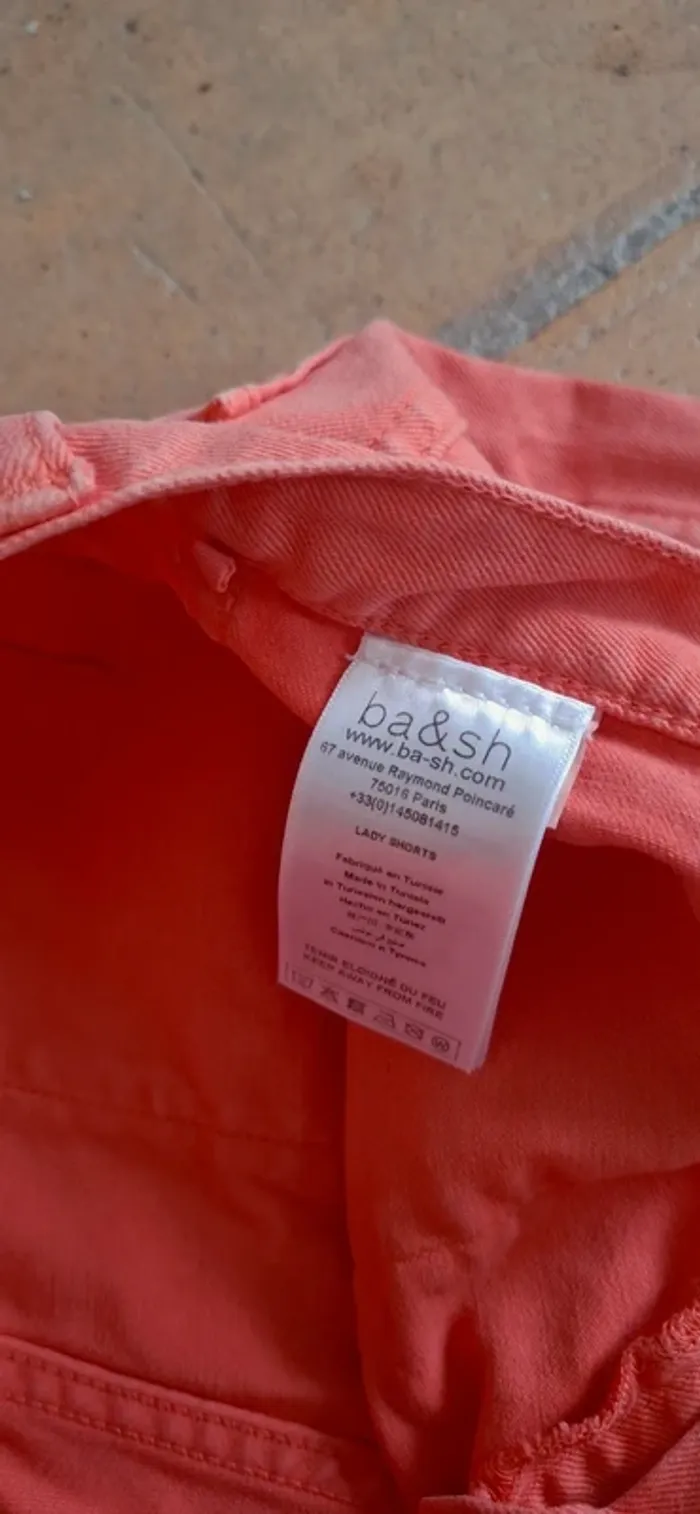 🧡 Short en denim corail BA&SH – Modèle Lady shots – Taille S – Comme neuf - photo numéro 3