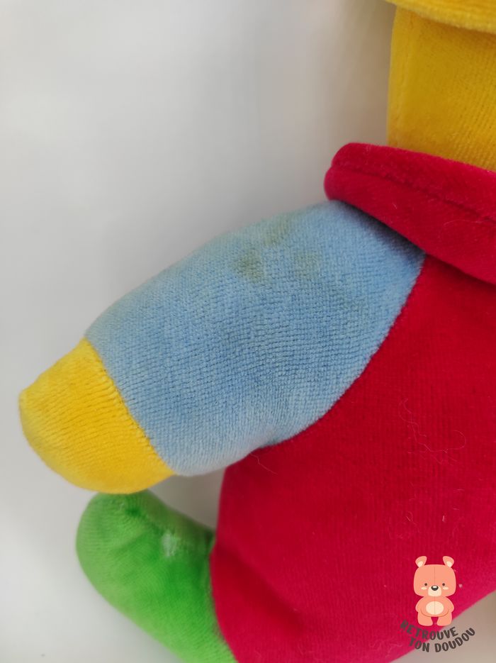 Peluche Clown Jaune rouge bleu vert - photo numéro 2