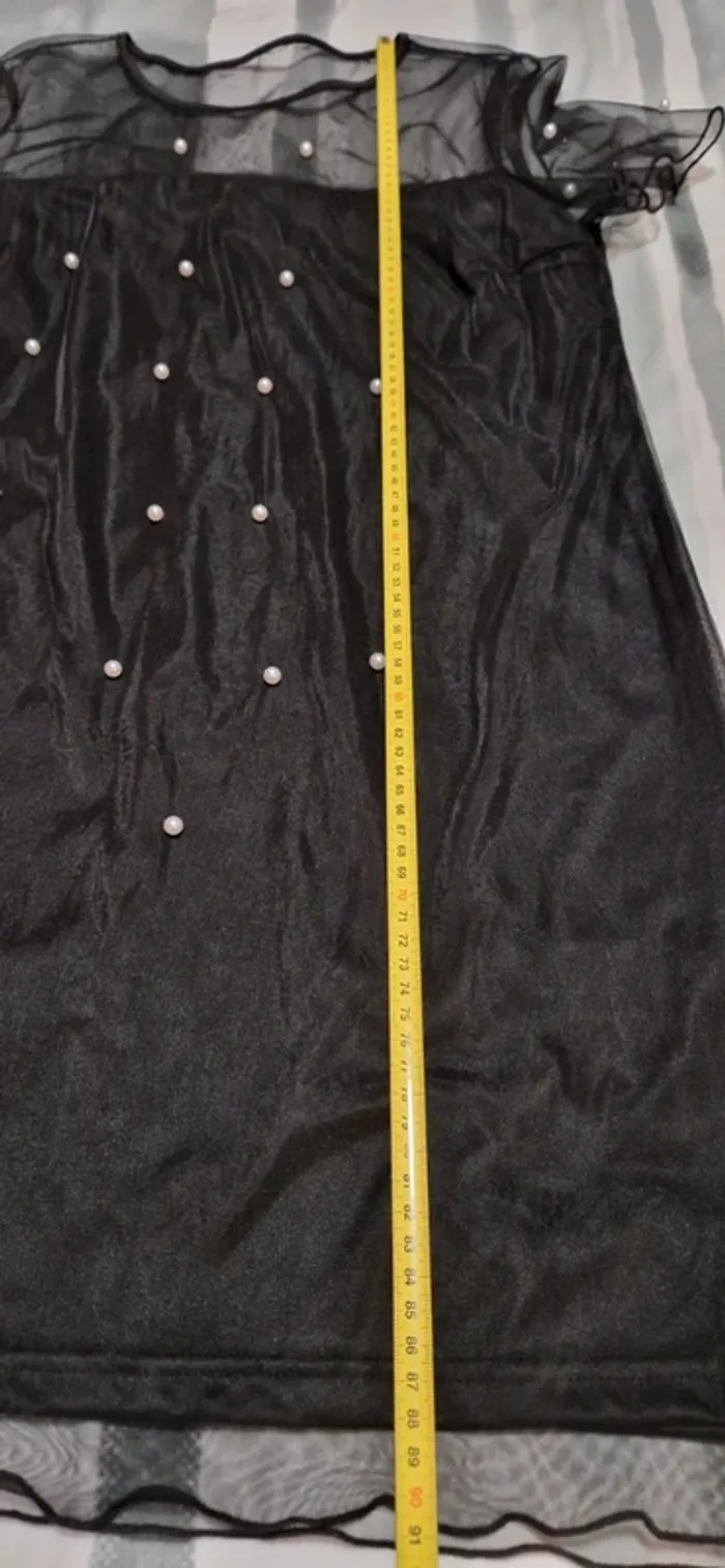 Robe noire voile perles, neuve, XL44 - photo numéro 8