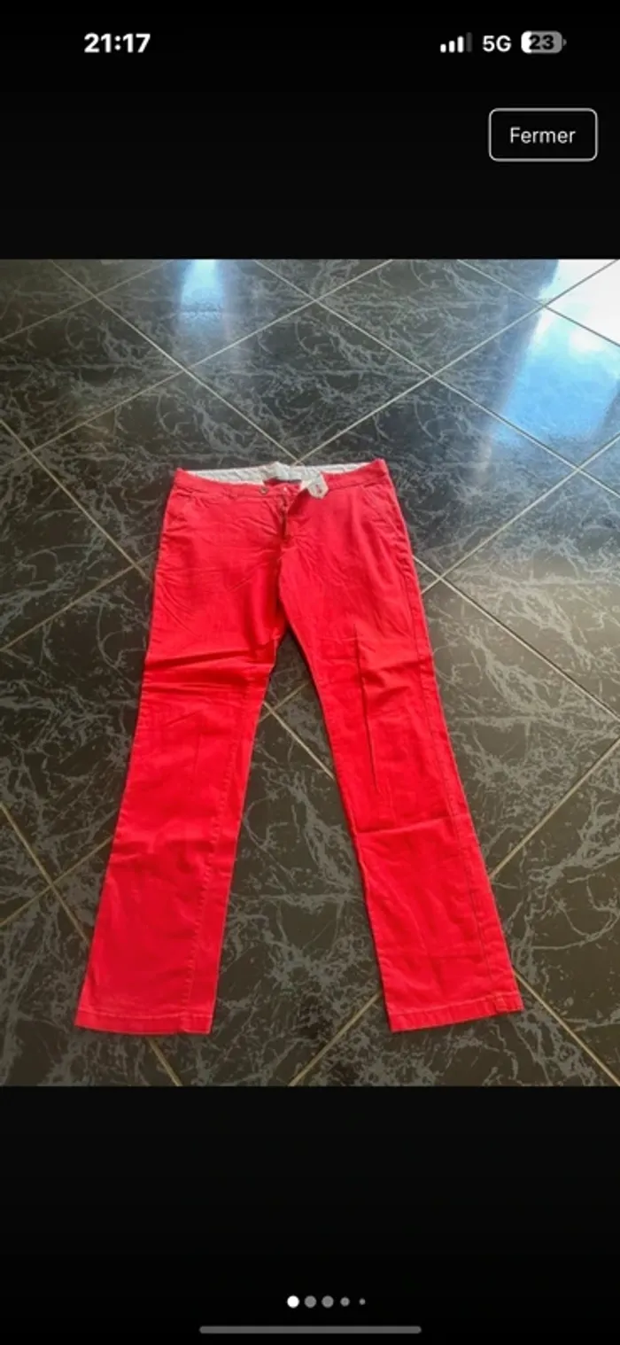 Pantalon chino slim rouge 46