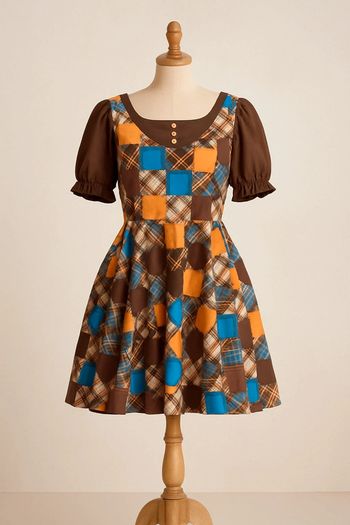 Robe vintage à carreaux patchwork