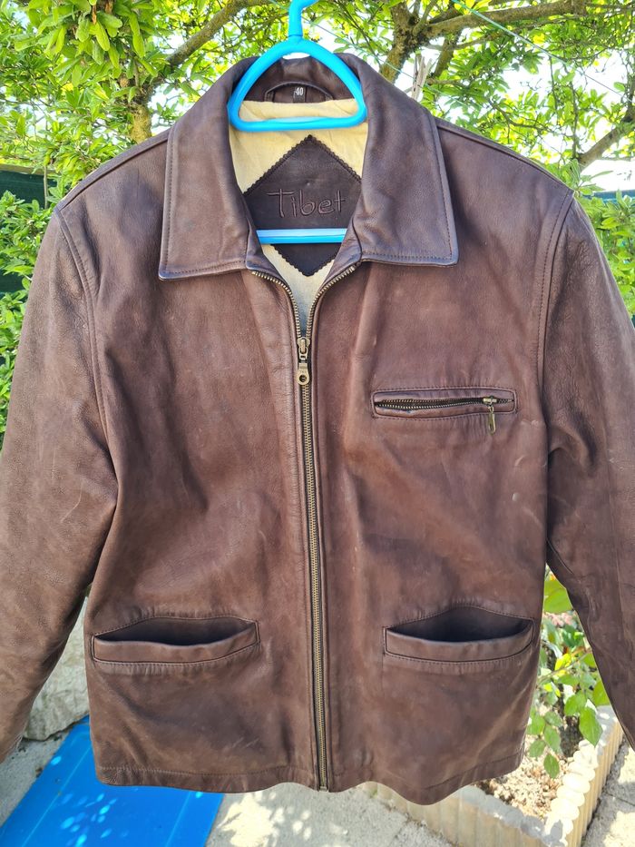 Veste en cuir vachette véritable comme neuf - photo numéro 1