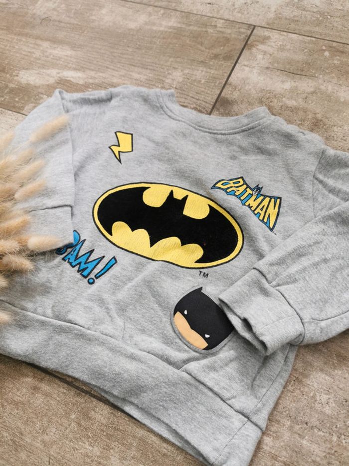 🌺Sweat batman 18mois gris chiné super héros bébé garçon - photo numéro 2