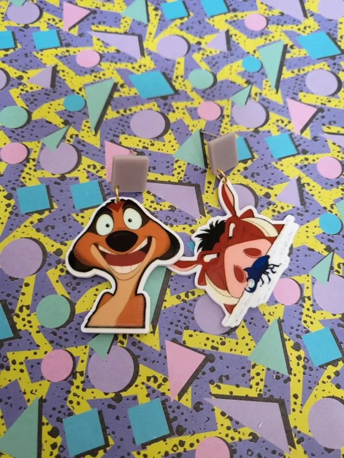 Boucles d'oreilles Le roi lion Timon et Pumba Disney