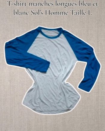 T-shirt blanc manches longues bleu - Sol's - Neuf sans étiquette - Taille L
