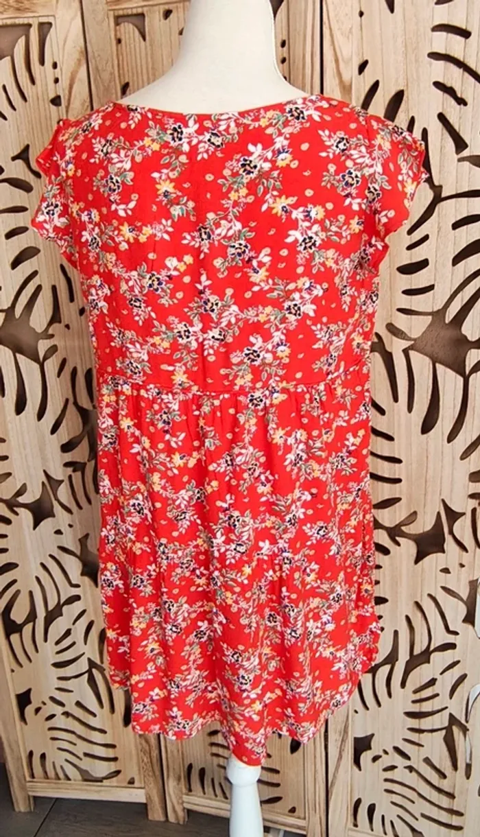 Robe mini  fluide imprimée fleurie Promod - photo numéro 5