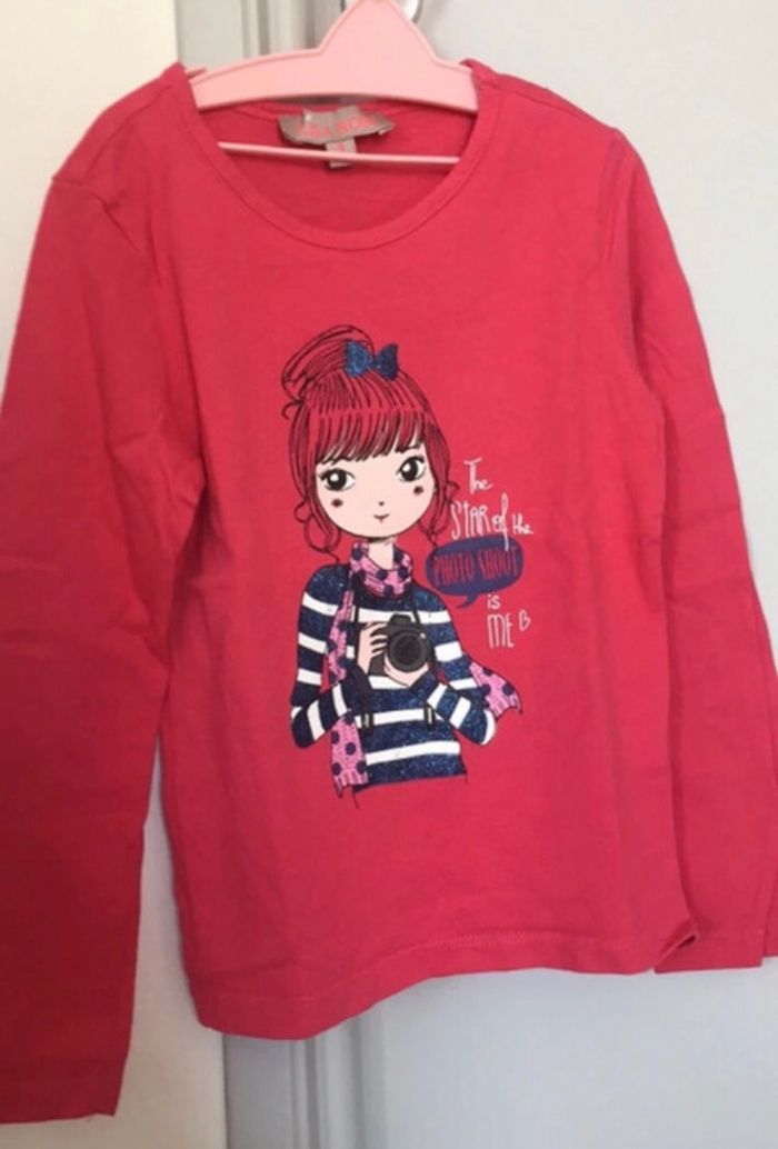 T-shirt rose tee shirt à manches longues Lisa rose 4 ans - photo numéro 5