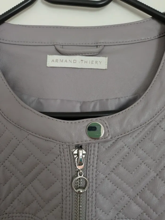 Veste similicuir gris Armand Thiery - Style Motard Chic - photo numéro 3