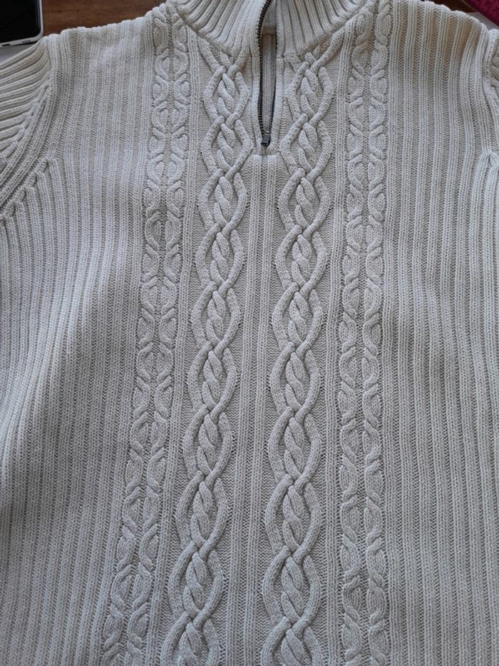 Pull torsadé coton col zippé local mixte - photo numéro 6