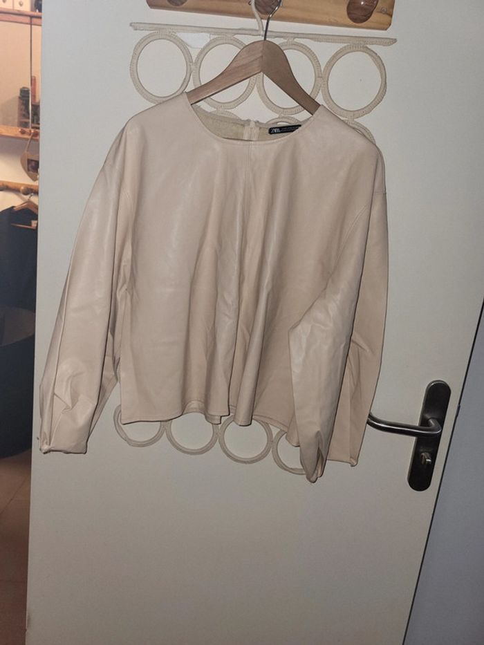 Blouse similicuir beige - photo numéro 2