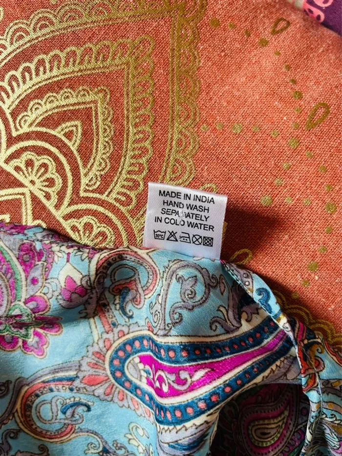 🩵🌸Blouse courte en soie bohème S/M Fairy hippie chic made in India paisley silk blouse🌸🩵 - photo numéro 17