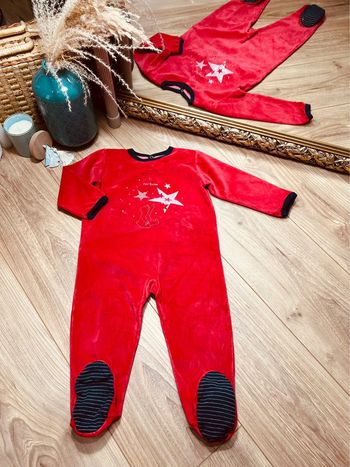 Taille 2 ans pyjama velours garçon Petit Bateau rouge et bleu marine * étoiles ours * 💙