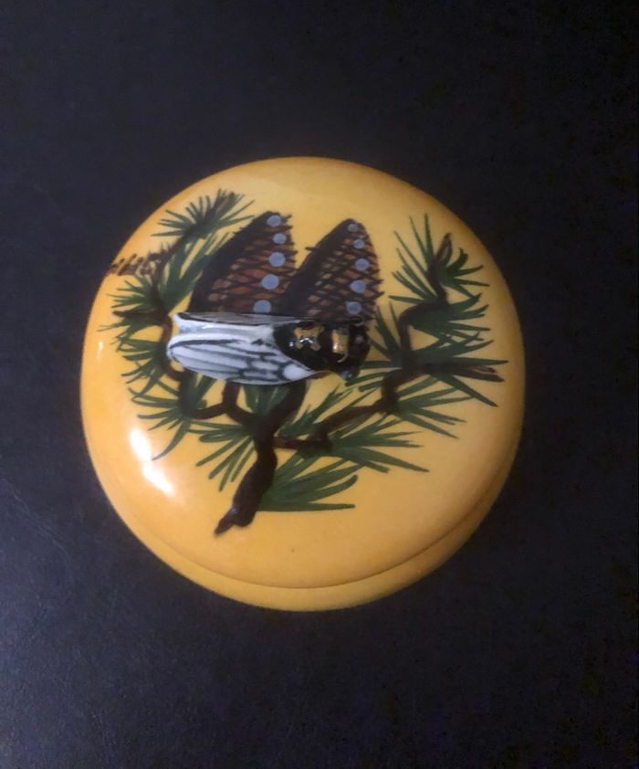 Sucrier vintage »Vallauris »jaune et cigale - photo numéro 2