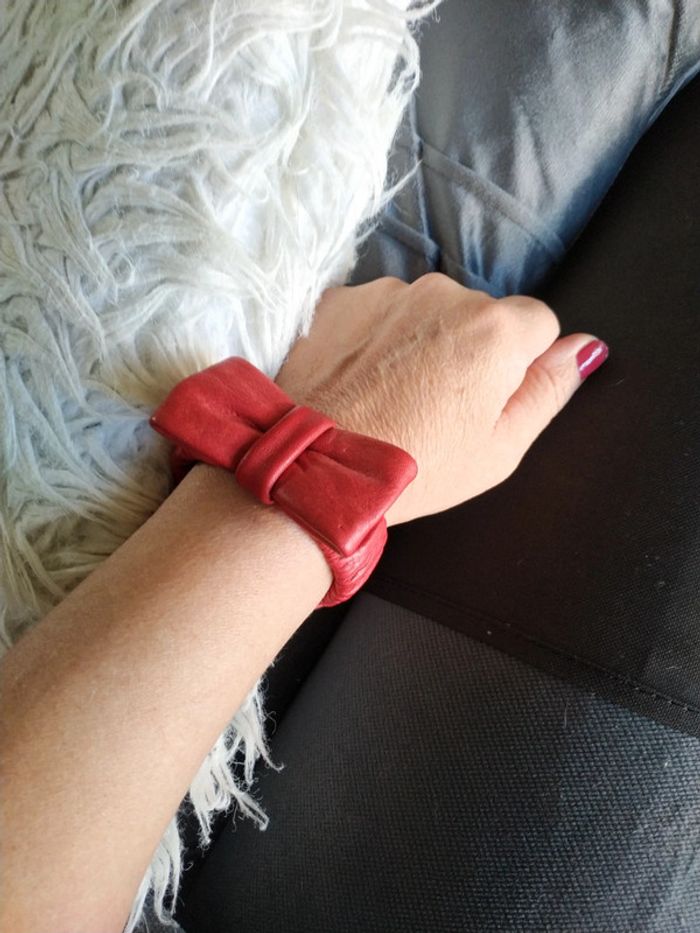 Bracelet en cuir Manoukian rouge - photo numéro 4
