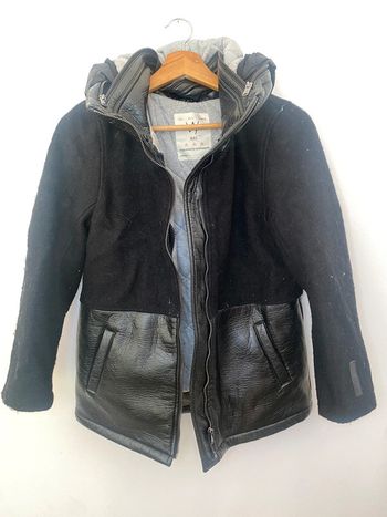 Manteau noir bi matiere