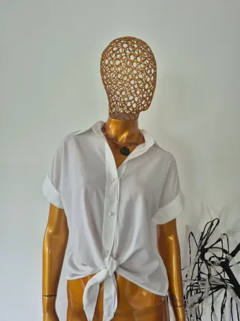 Chemise à nouer Manches Courtes Blanche Femme Taille M/L
