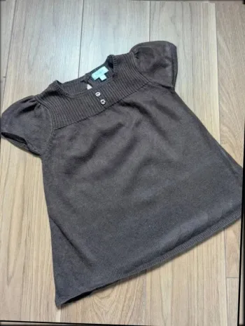 Robe pull manches courtes marron