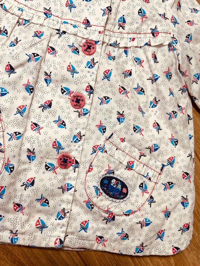 Taille 12 mois parka fille Sergent Major blanc rose * bateau * 🎀 - photo numéro 2