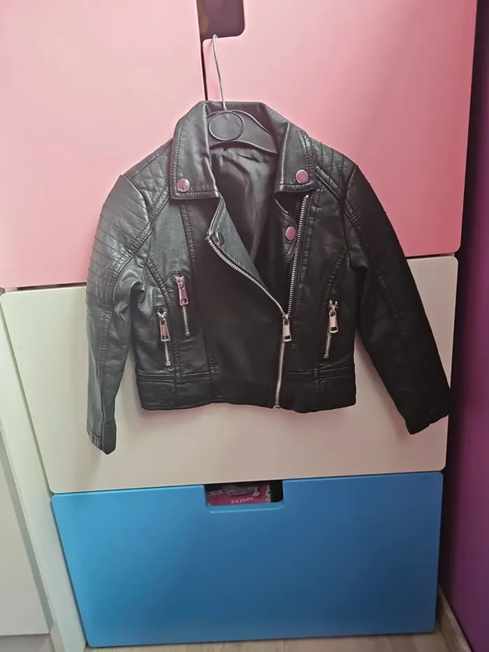 Veste simili cuir perfecto fille 3 ans - photo numéro 2