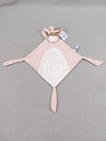 Doudou plat âne rose blanc spirales MOUSEHOUSE BABY  neuf avec défaut Amazon