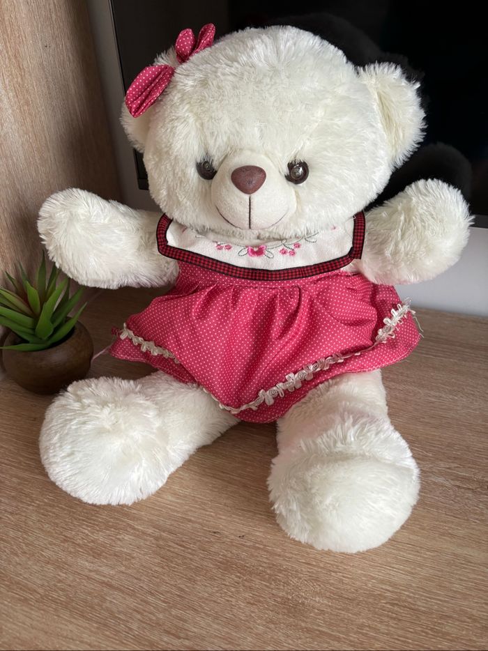 Grosse peluche nounours blanc - photo numéro 2