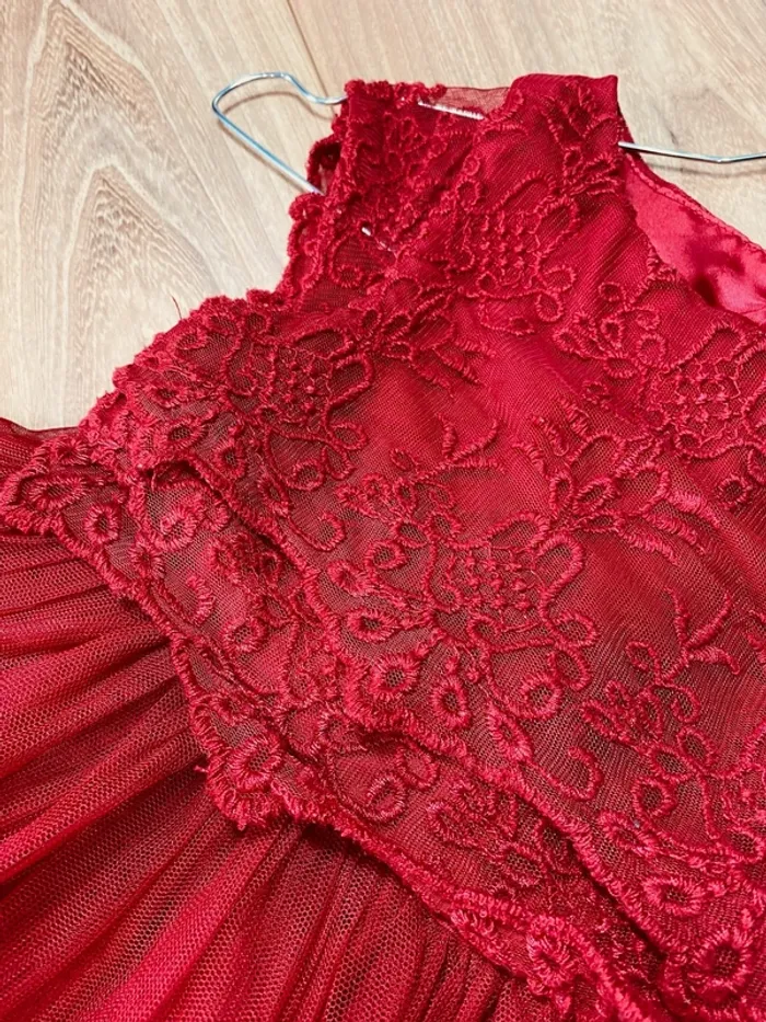 Taille 2 ans Robe princesse fille Orchestra rouge bordeaux * broderie tulle * 🌹 - photo numéro 6