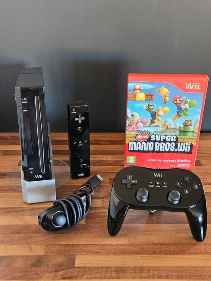 Nintendo Wii noir # Pack New Super Mario bros + Manette Pro #