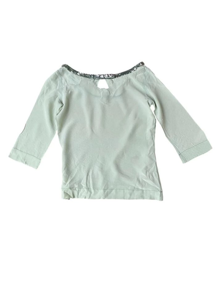 Top en soie vert amande Tara Jarmon taille 38