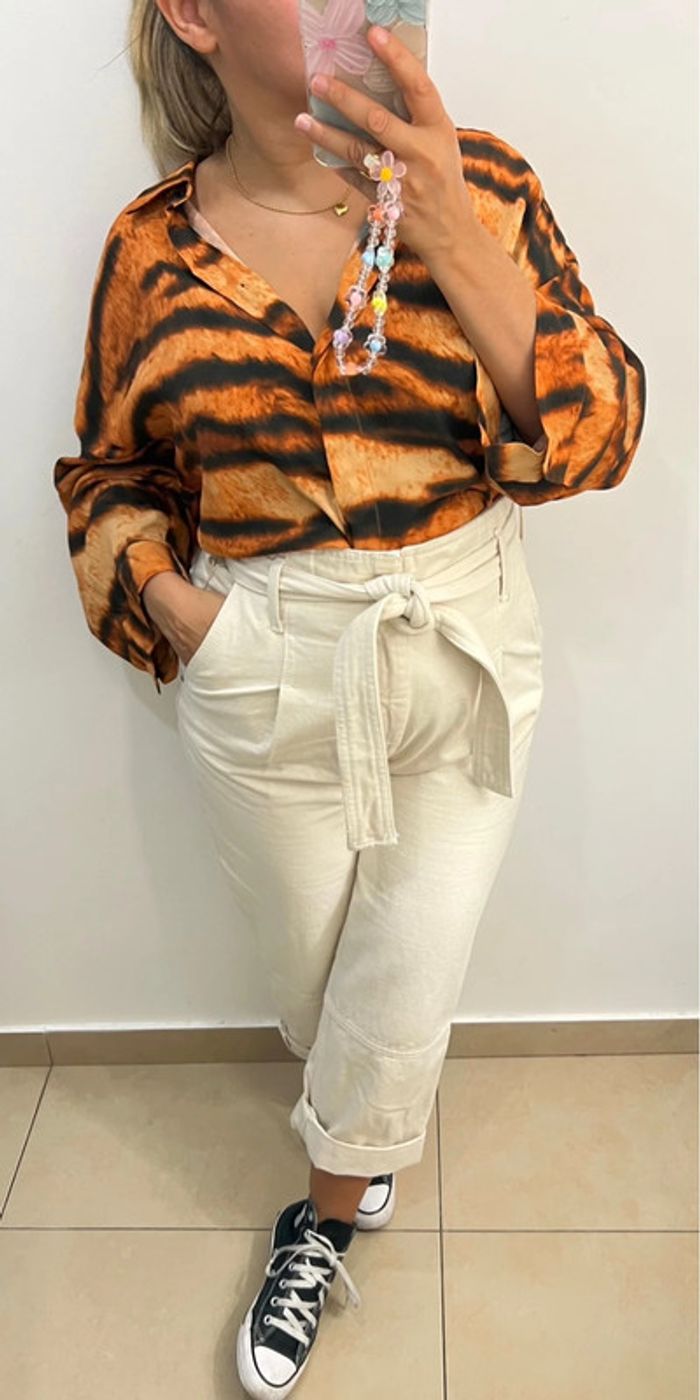 Chemise Large Mango Imprimée Zébré Taille L’ - photo numéro 2