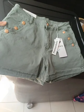 Short matière jeans elastanne kaki