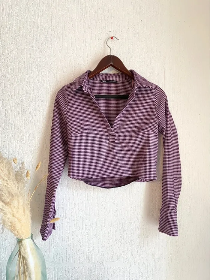 Top anche longue Zara violet et noir taille m 38