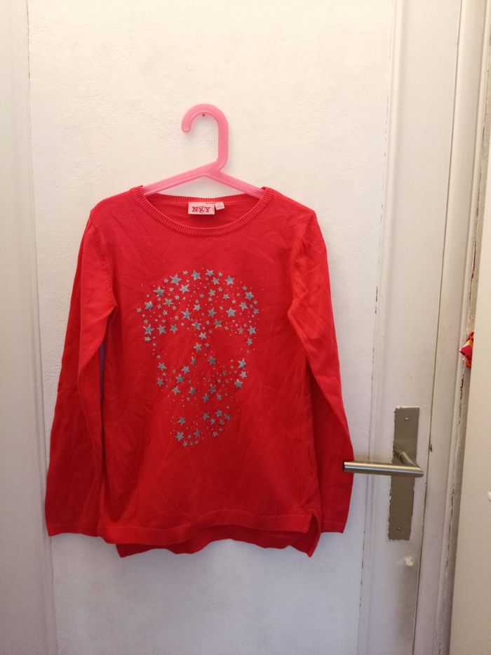 Pull rose étoiles argentés NKY Taille 12 ans