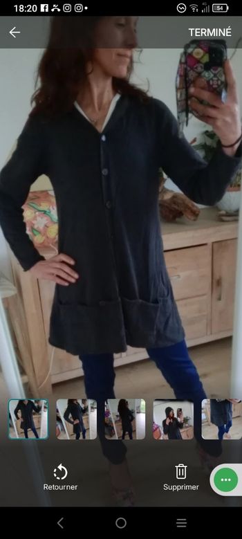 Gilet long a capuche 40 gris c76
