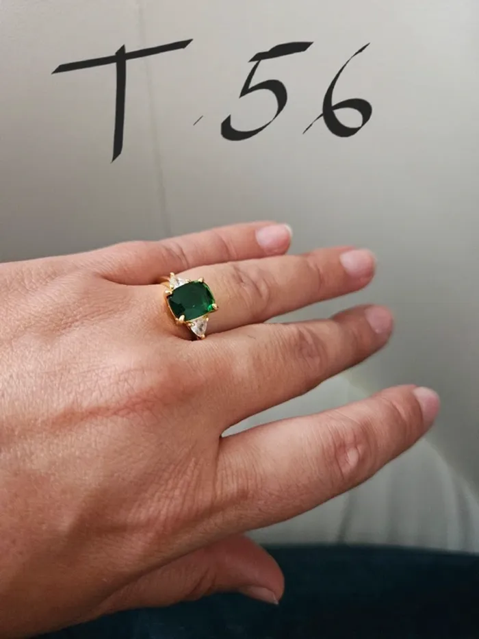 Bague plaqué t56 pierre verte