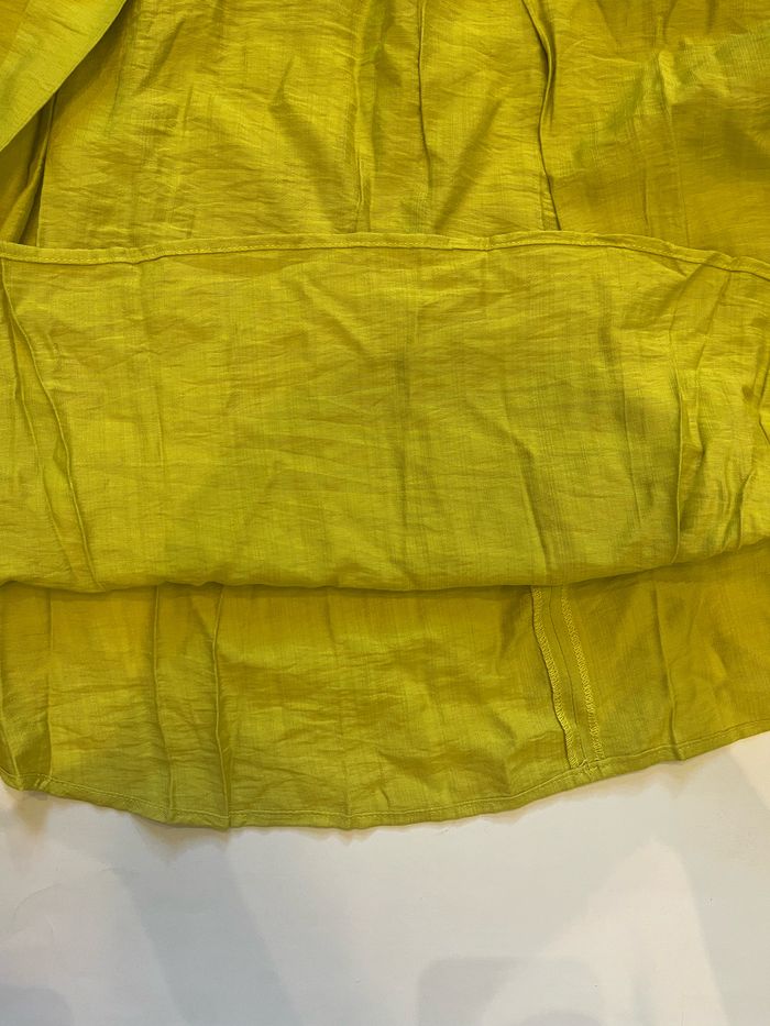 Robe neuve avec étiquette sans manches en lin jaune verte longue taille L - photo numéro 9