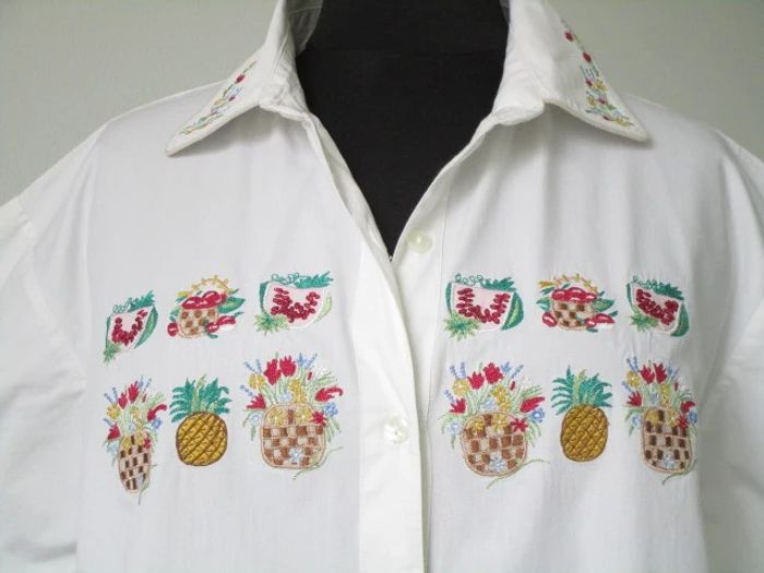 Chemise vintage fruits et fleurs 46 TBE - photo numéro 3