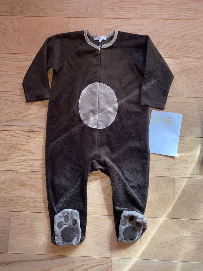 SurPyjama velours marron et beige – Kitchoun – 24 mois