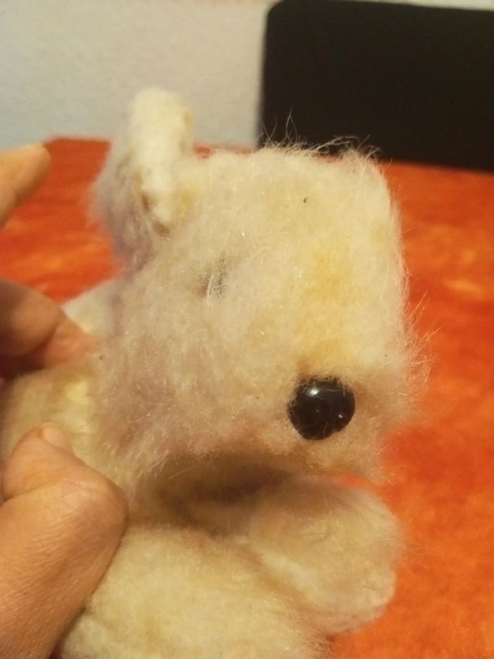 Rare Lapin beige grelot vintage, 18 cm - photo numéro 4