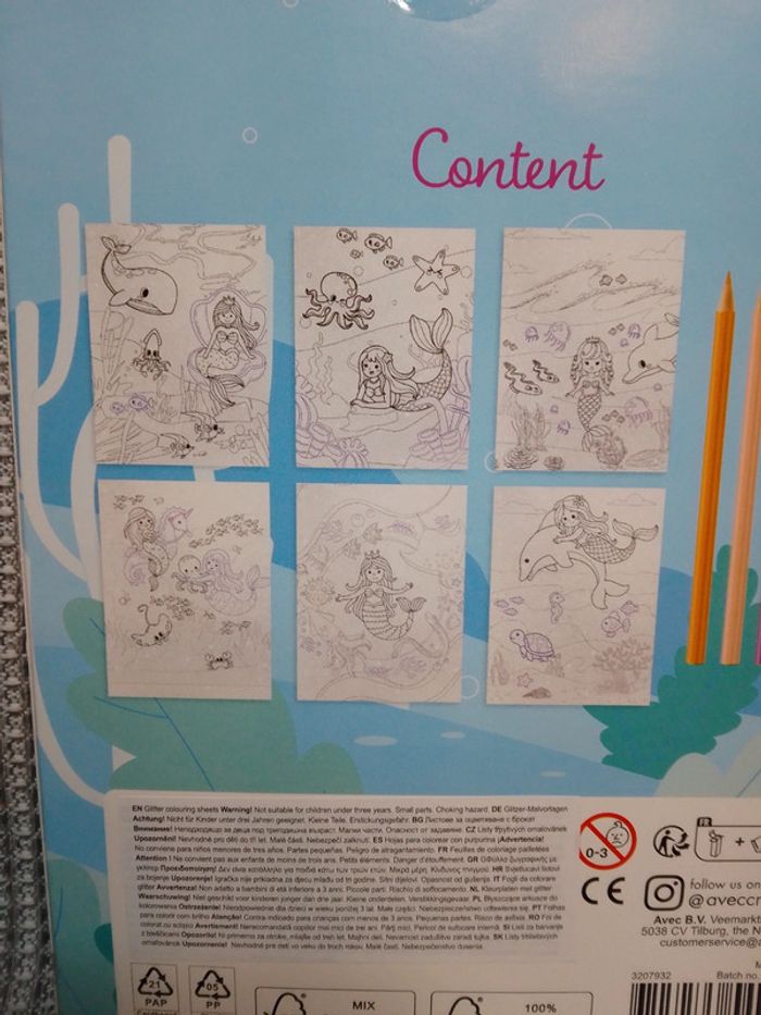 6 cartes pailletées à colorier + crayons "Sirènes" - photo numéro 5