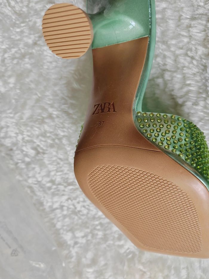 Mules vertes métalliques strass taille 37 ZARA - photo numéro 10