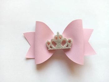 barrette rose couronne cheveux fille 8cm neuf