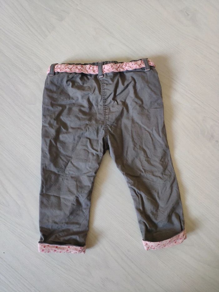 Pantalon brun fille avec ceinture 12 mois 1 an - photo numéro 3