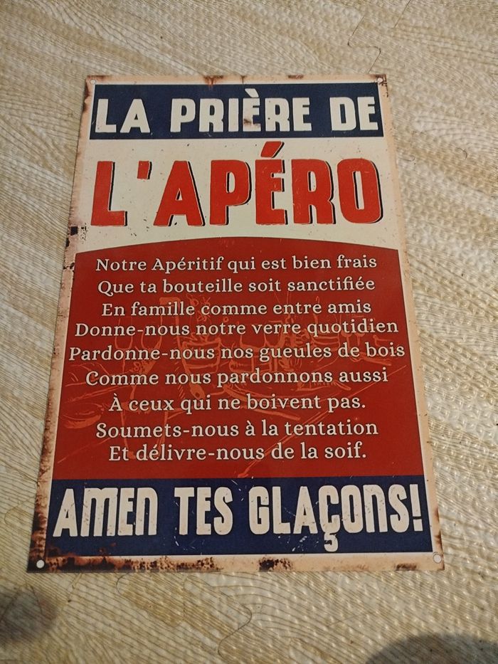plaque publicitaire motif prière de l'apéro neuf - photo numéro 2