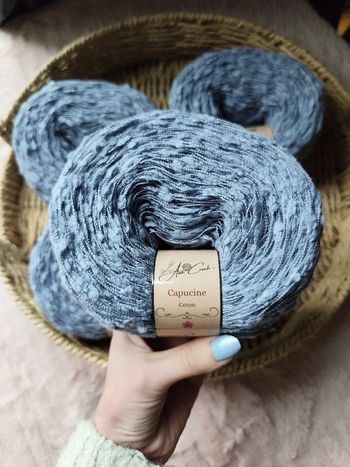 4 maxi pelotes coton bleu glacier