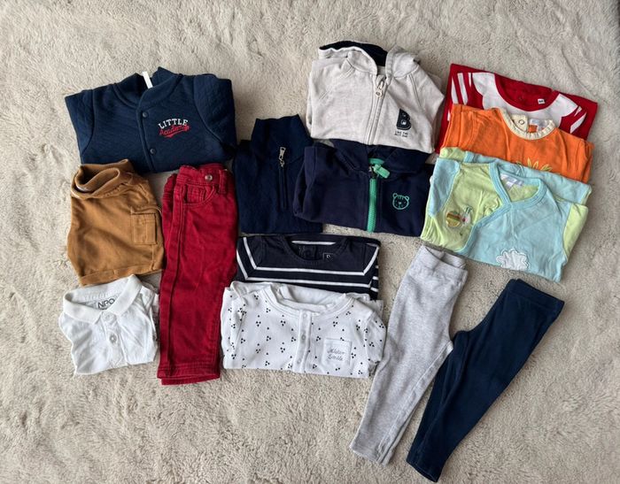 👖👕Lot 13 vêtements - bébé garçon - 6 mois - été hiver - très bon état - bon état